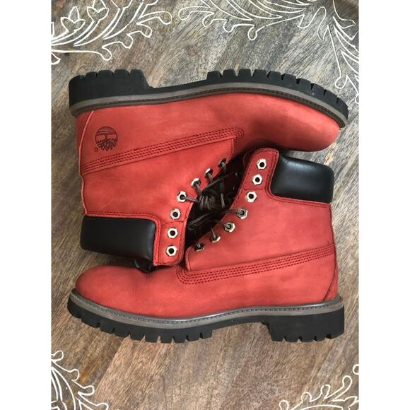 Men's Timberland Red Leather and Nubuk 6" Boots- Size 9M - Picture 3 of 11